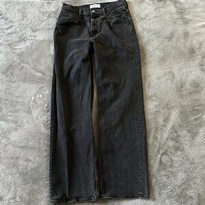 Abercrombie & Fitch The 90s High Rise Relaxed Wide Leg Jeans 30/10 Long Black